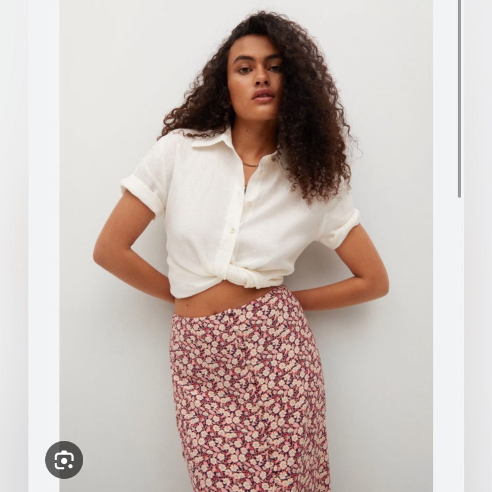 Mango Akira Midi Summer Skirt Red XS